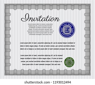 Grey Invitation template. Retro design. With quality background. Vector illustration. 
