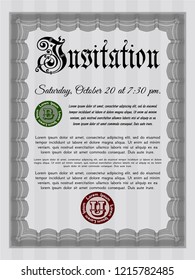 Grey Invitation template. Retro design. Vector illustration. With complex background. 