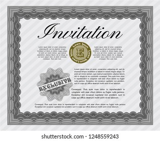 Grey Invitation template. Retro design. Printer friendly. Customizable, Easy to edit and change colors. 