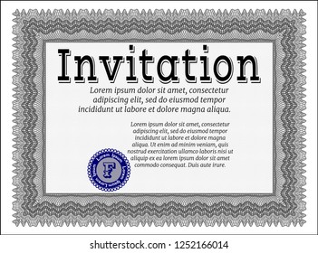 Grey Invitation template. Retro design. Vector illustration. Easy to print. 