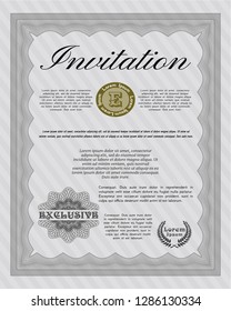 Grey Invitation template. Retro design. Customizable, Easy to edit and change colors. With background. 
