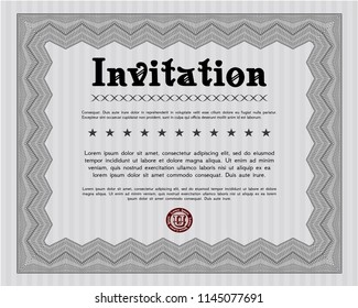 Grey Invitation template. Sophisticated design. With complex linear background. Customizable, Easy to edit and change colors. 