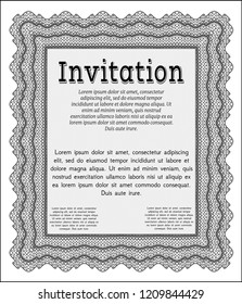 Grey Invitation template. Sophisticated design. With great quality guilloche pattern. Vector illustration. 