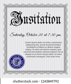 Grey Invitation template. Sophisticated design. Easy to print. Detailed. 
