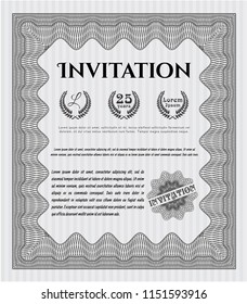 Grey Invitation template. Superior design. Customizable, Easy to edit and change colors. With complex linear background. 