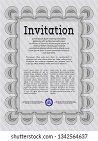 Grey Invitation template. Superior design. With guilloche pattern. Vector illustration. 