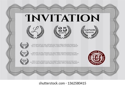 Grey Invitation template. Superior design. With linear background. Customizable, Easy to edit and change colors. 