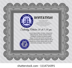 Grey Invitation template. Vector illustration. Complex background. Nice design. 