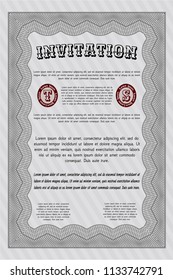 Grey Invitation template. Vector illustration. With linear background. Elegant design. 