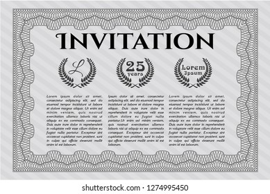 Grey Invitation template. Vector illustration. Printer friendly. Lovely design. 