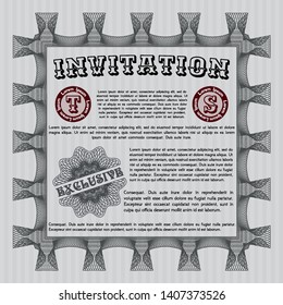 Grey Invitation template. Vector illustration. Complex background. Money style design. 