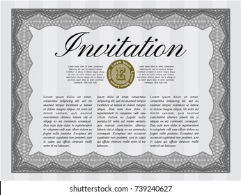 Grey Invitation template. Vector illustration. With complex background. Lovely design. 