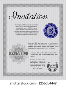 Grey Invitation. Vector illustration. Printer friendly. Cordial design. 