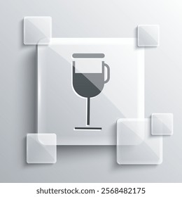 Grey Irish coffee icon isolated on grey background. Square glass panels. Vector Illustration