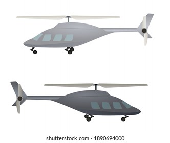 Grey isolated helicopter. vector illustration