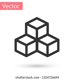 Grey Isometric cube icon isolated on white background. Geometric cubes solid icon. 3D square sign. Box symbol. Vector Illustration
