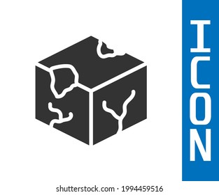 Icono de cubo isométrico gris aislado en fondo blanco. Icono sólido de cubos geométricos. Signo cuadrado 3D. Símbolo del cuadro.  Vector