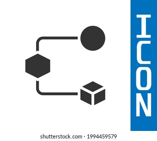 Grey Isometric cube icon isolated on white background. Geometric cubes solid icon. 3D square sign. Box symbol.  Vector