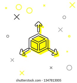 Grey Isometric cube line icon isolated on white background. Geometric cubes solid icon. 3D square sign. Box symbol. Vector Illustration