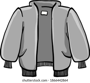 Grey jacket, illustration, vector on white background.