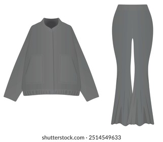 Grey jacket and pants. vector illustration