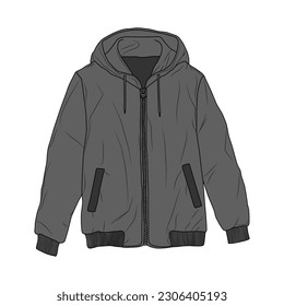 Grey jacket sketch illustration on white background