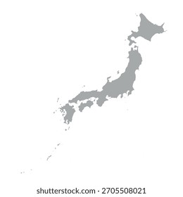 Grey Japan map isolated on white background
