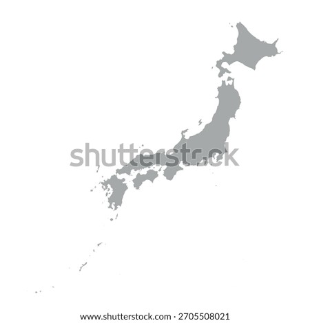 Grey Japan map isolated on white background