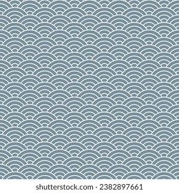 Grey Japanese wave pattern background. Japanese seamless pattern vector. Waves background illustration. for clothing, wrapping paper, backdrop, background, gift card.