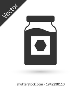 Grey Jar of honey icon isolated on white background. Food bank. Sweet natural food symbol. Vector