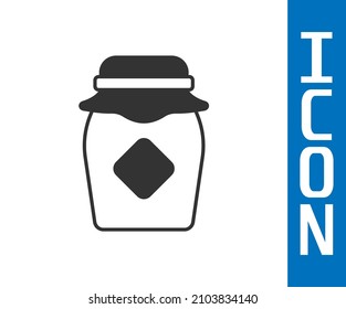 Grey Jar of honey icon isolated on white background. Food bank. Sweet natural food symbol.  Vector