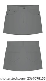 Grey  jeans skirt. vector illustration