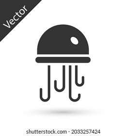 Grey Jellyfish icon isolated on white background.  Vector