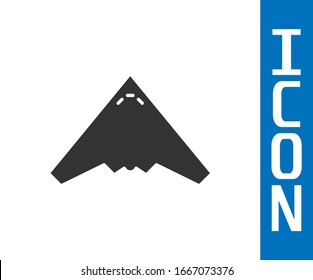 Grey Jet fighter icon isolated on white background. Military aircraft.  Vector Illustration