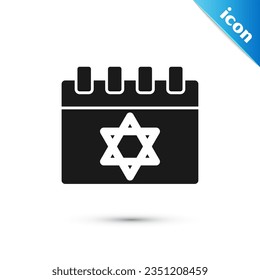 Grey Jewish calendar with star of david icon isolated on white background. Hanukkah calendar day.  Vector