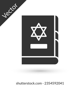 Graues jüdisches Torachbuch, Symbol einzeln auf weißem Hintergrund. Auf dem Titelblatt der Bibel ist das Bild des Sterns von David.  Vektorgrafik