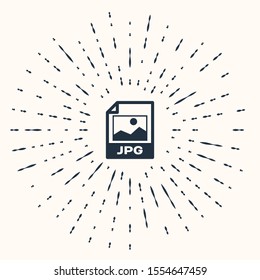 Grey JPG file document. Download image button icon isolated on beige background. JPG file symbol. Abstract circle random dots. Vector Illustration