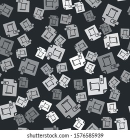 Grey JS file document. Download js button icon isolated seamless pattern on black background. JS file symbol.  Vector Illustration