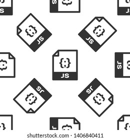 Grey JS file document icon. Download js button icon isolated seamless pattern on white background. JS file symbol. Vector Illustration