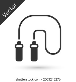 Grey Jump rope icon isolated on white background. Skipping rope. Sport equipment.  Vector