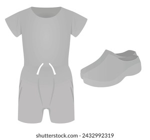 Mono gris y zapatos de zueco. ilustración vectorial