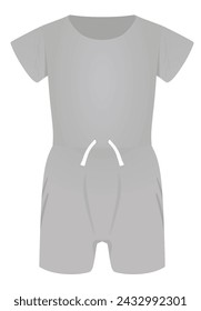 Grey jumpsuit short sleeve. vector illustration