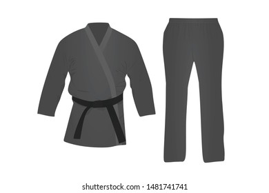 Grey karate suit. Martial uniform. vector illustration