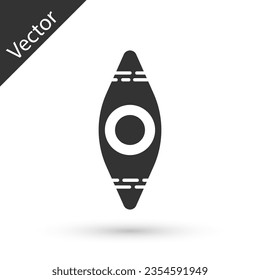 Grey Kayak and paddle icon isolated on white background. Kayak and canoe for fishing and tourism. Outdoor activities.  Vector Illustration