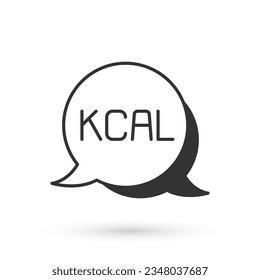 Grey Kcal icon isolated on isolated on white background. Health food.  Vector