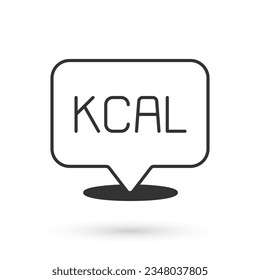 Grey Kcal icon isolated on isolated on white background. Health food.  Vector