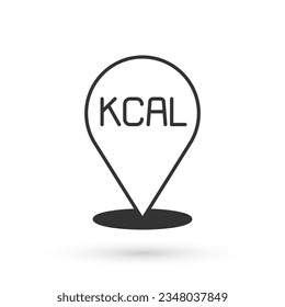 Icono de Grey Kcal aislado en fondo blanco. Alimentos para la salud.  Vector