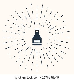 Grey Ketchup bottle icon isolated on beige background. Barbecue and BBQ grill symbol. Abstract circle random dots. Vector Illustration