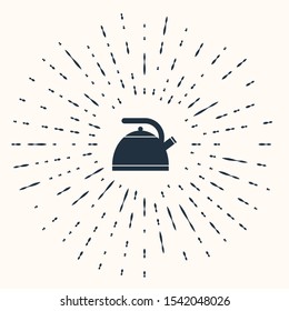 Grey Kettle with handle icon isolated on beige background. Teapot icon. Abstract circle random dots. Vector Illustration