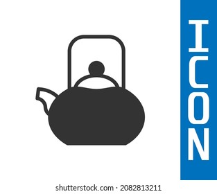 Grey Kettle with handle icon isolated on white background. Teapot icon.  Vector